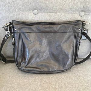 Gray metallic leather COACH purse